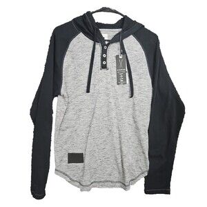 Zimego Shirt S Men's Long Sleeve Black & Gray Hooded T-Shirt